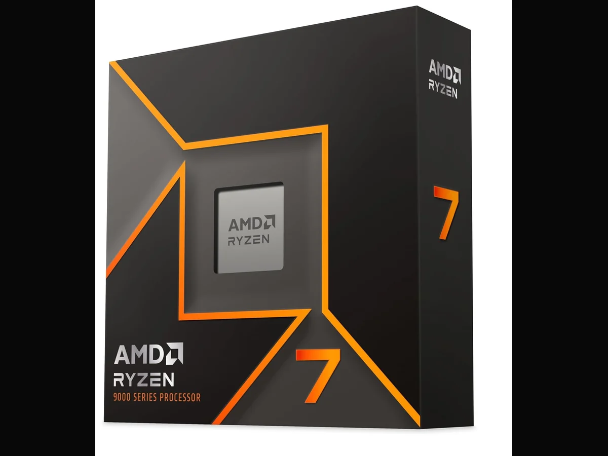 An AMD Ryzen 7 9700X processor in its retail box